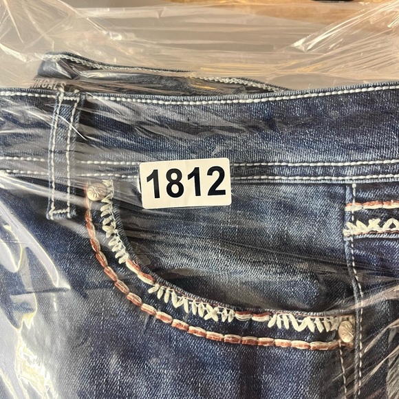 Flamingo Flamingals Distressed Faded Jeans Womens L Super Stretch pockets 1812 - Picture 11 of 11